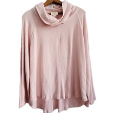 Maeve By Anthropologie Womens Ribbed Cowl Neck Pink Sweater Bell Sleeve Size M