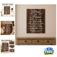 Christian Bless This Home Wood Sign - Perfect Housewarming Gift, 13.8 x 11 in