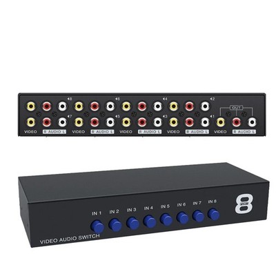 AV Switch Box Composite Selector 8 Port RCA Audio Video 8 In 1 Out To TV