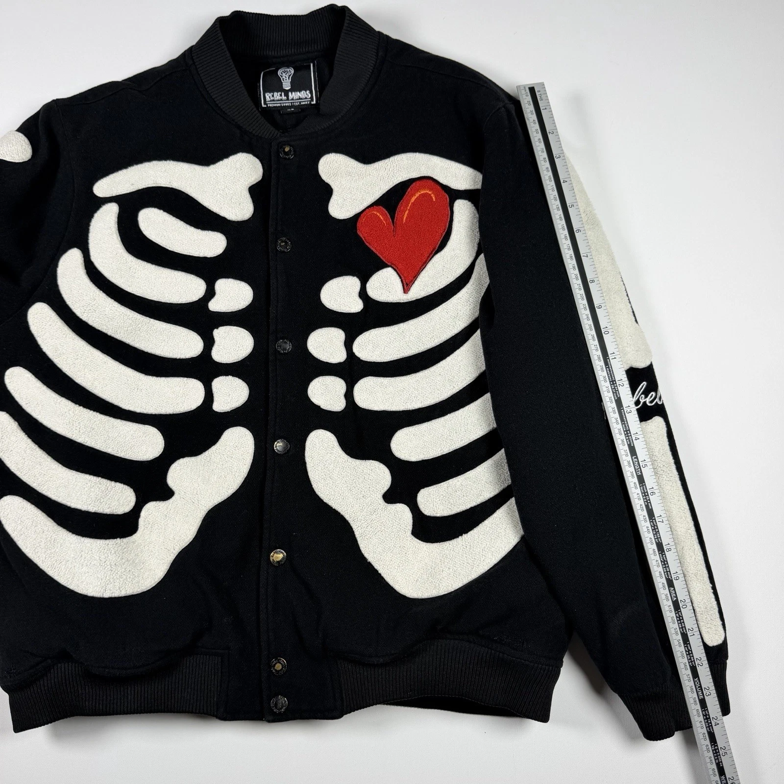 Rebel Minds Don't Kill My Vibe Skeleton Bones Melton Varsity Men Jacket XL - product detail image 17
