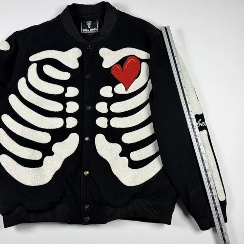 Rebel Minds Don't Kill My Vibe Skeleton Bones Melton Varsity Men Jacket XL image 17