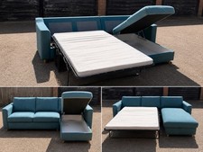 NEXT Mint Green L Shaped Sofa Bed with Storage In Good Condition