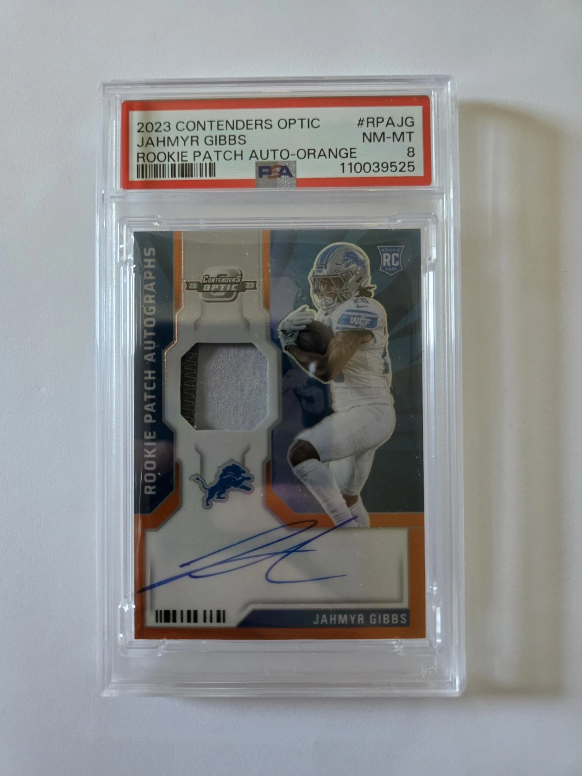 Jahmyr Gibbs Panini Contenders Optic Rookie Patch Autographs #RPAJG Orange
