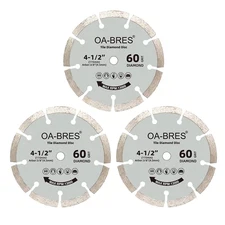 3Pack 4-1/2-Inch 60-Grit Diamond Compact Circular Saw Blade with 3/8-Inch Arbor