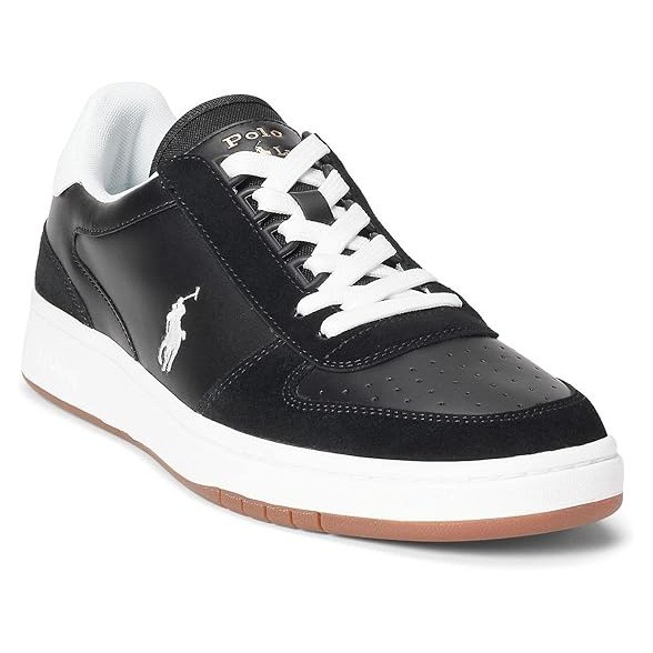 POLO RALPH LAUREN MEN'S 8.0 COURT LOW-TOP SNEAKER~BLACK / WH