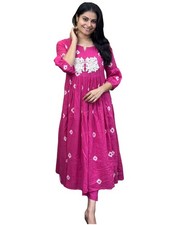 GoSriKi Women's Rayon Blend Anarkali Printed Kurta with Pant