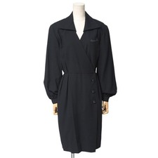 Mint Christian Dior Vintage one piece Size 9 Long cache-coeur wool dress wit...