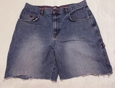 Tommy Hilfiger Vintage Denim Carpenter Shorts Mens 38 Cutoff Raw Hem Distressed