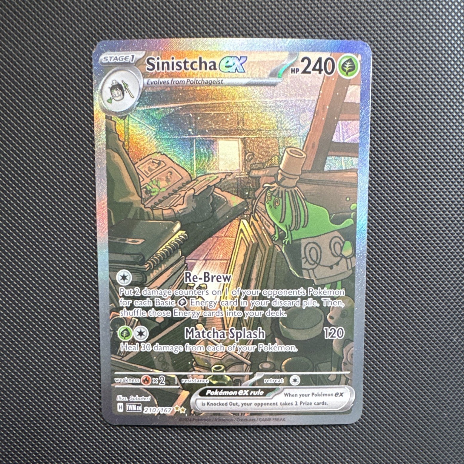 Pokemon TCG Sinistcha ex 210/167 Twilight Masquerade SIR Holo EN 240HP Saboteri