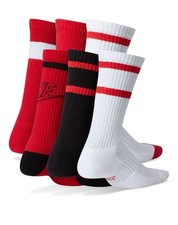 Nike Big Kids Everyday Cushioned Crew Socks, 6 Pk. Size M, Black/White/Red
