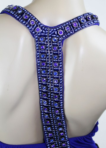 Sky Marke Stefenia blau schwarz 2T Edelstein sexy Mini Vegas Partykleid - Bild 6 von 7
