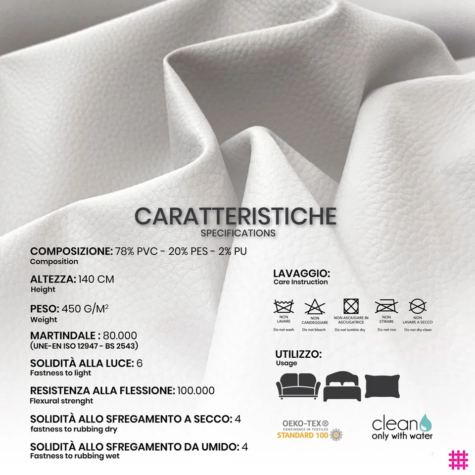 Tessuto Finta Pelle Morbido in SKY AL METRO o Mezzo tappezzeria divani e arredo - Immagine 2 di 4