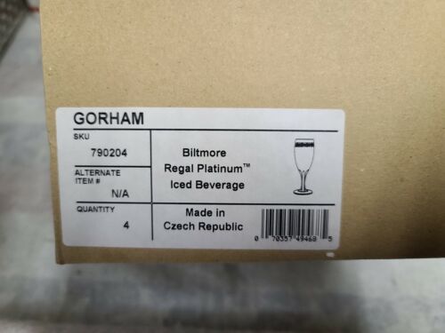 Water Goblet Glass Gorham Crystal Regal Platinum Pattern 9 3/8" Iced Beverage - Picture 2 of 5