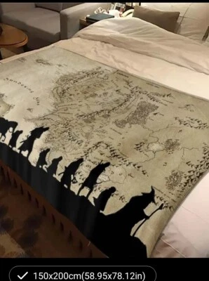 The Lord of The Rings Map of Middle Earth The Fellowship Soft Throw Blanket