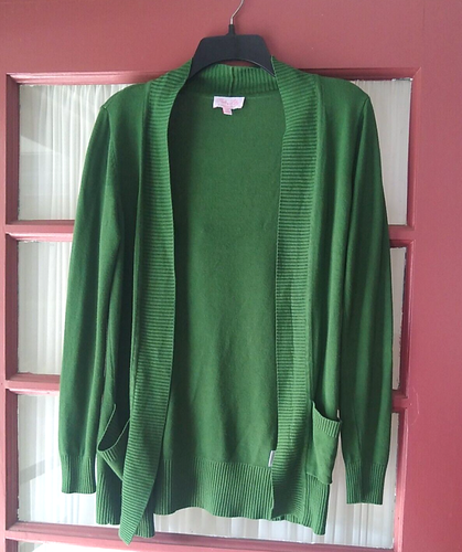 Pink Lily Green Cardigan Women's M long 