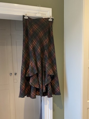 WOOL FISHTAIL LONG CHECK SKIRT SIZE 10/12 PER UNA SPEZIALE WAIST 16 INCHES - Picture 17 of 18