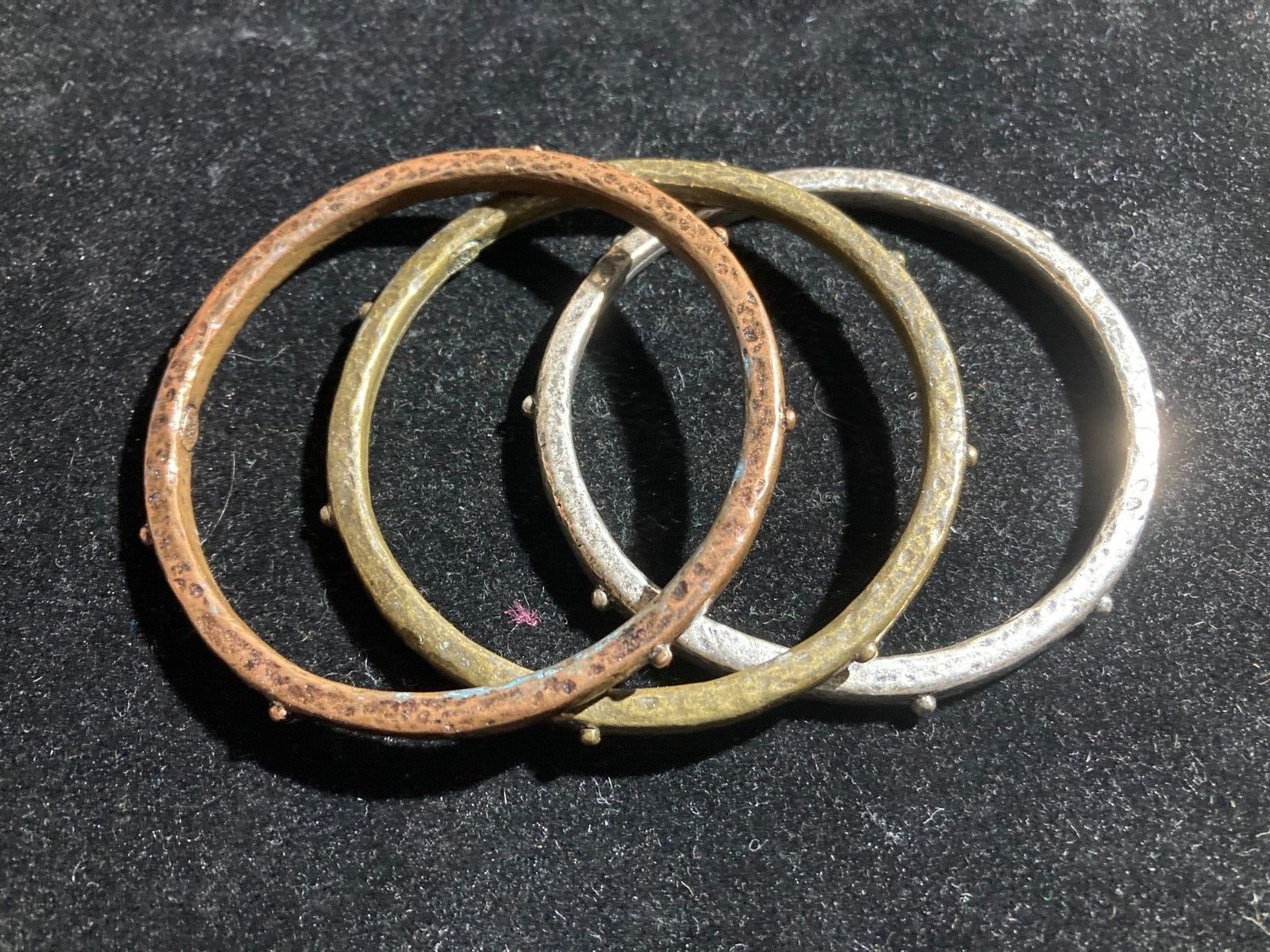 Genuine Metal Unisex Triple Cuff Wristband Bangle Lot of 3 Styles-image