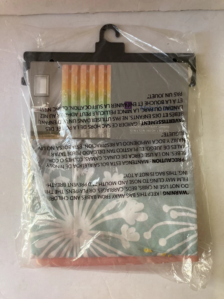  Cortina de Ducha Hada Ombre Diente de León Pastel Arco Iris Individual 72" x 72" Foto 2 de 4