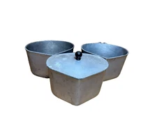 Vintage Club Aluminum Heart Shaped Cookware (x3) 8" x 6" x 5 1/2" With Lid (x1)