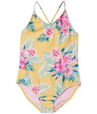 Volcom L125703 Kids Yellow Flower Girl One-Piece Swimsuit Size 12