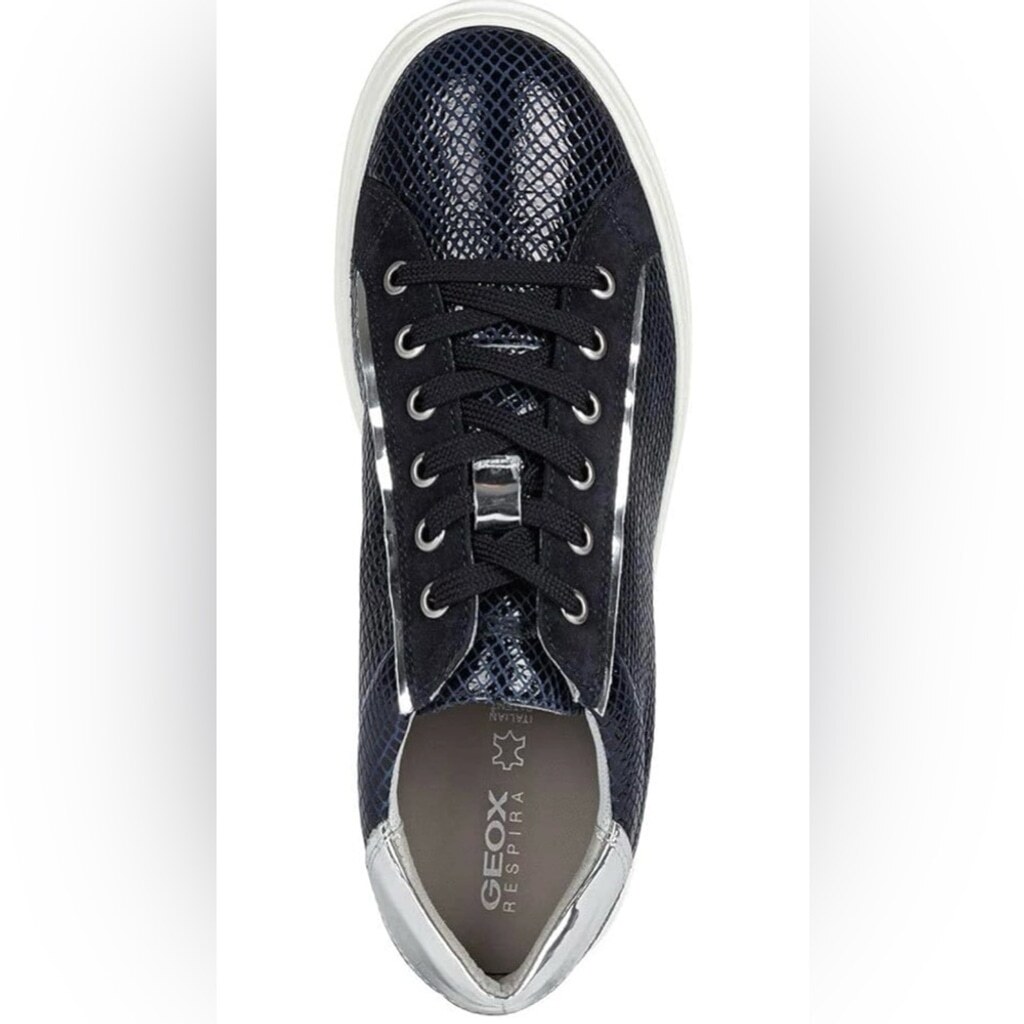 Geox Python Embossed Navy and Silver Sneakers Siz… - image 2