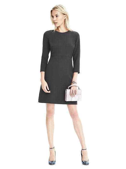 Banana Republic Double-Face Scalloped Waist Dress, Mink grey SIZE 10 #378849