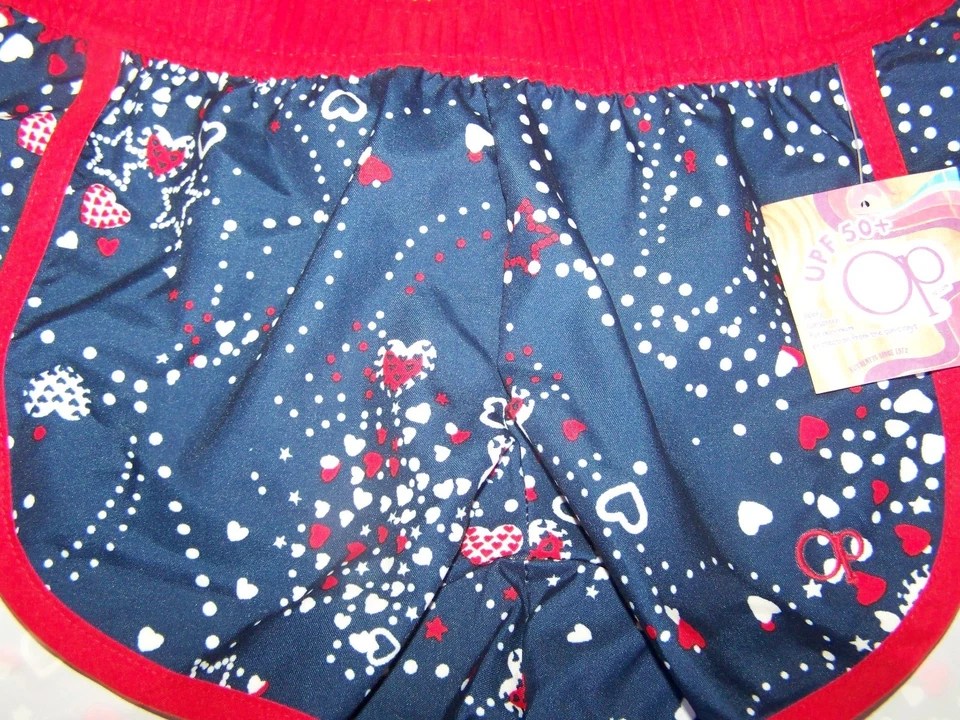 Pantalones Cortos de Natación Talla Mediana 7-8 OP Ocean Pacific Rojo Blanco Azul Marino Estrellas Nuevos Foto 2 de 3