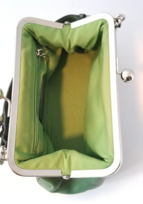 バッグ Coach Kisslock & Turnlock Hand Bag Green Coach Vintage Hunter Green Leather and Suede Kiss Lock