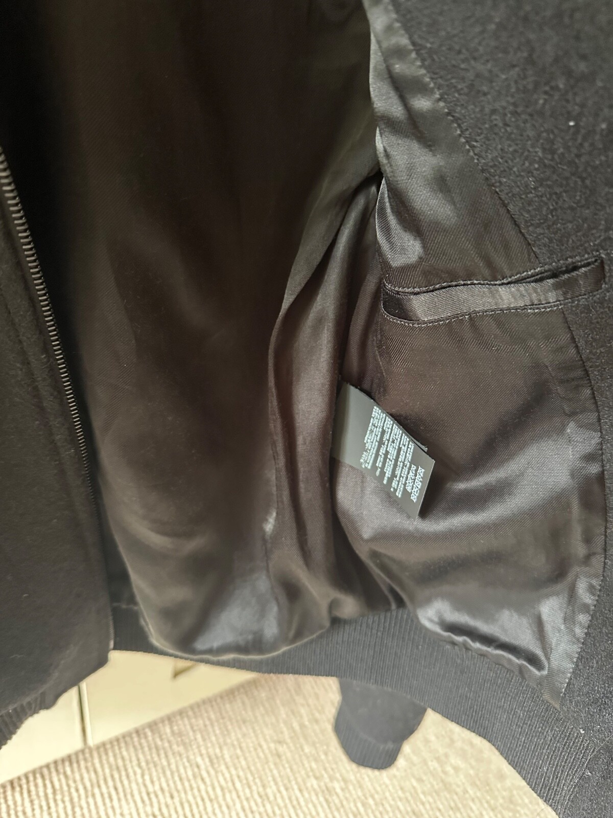 Bomber Saint Laurent nero lana e pelle EU 34 UK 6