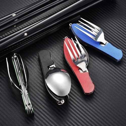 4 In 1 Tableware Fork/Spoon/Bottle Opener Camping Steel Too✨d T4R7 B2E8 G7N K8A4 - Picture 5 of 21