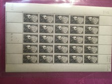 Timbre France feuille N° 542 Emmanuel Chabrier x 25 1942  N**/MNH SHEET