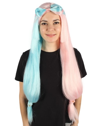 HPO Adult Women's Pink and Blue Long Straight Wig, Perfect for Cosplay, HW-7327 - Picture 7 of 9