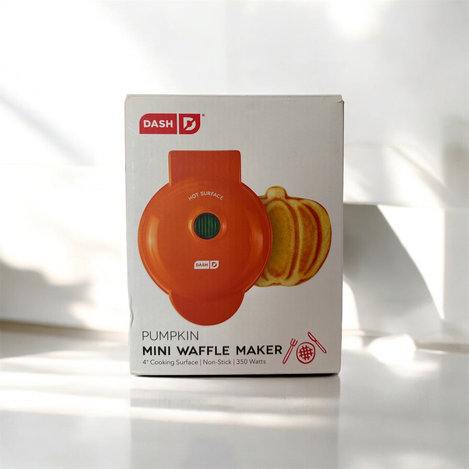 Dash Mini Waffle Maker Pumpkin Orange 4 Inch Nonstick 350W-image