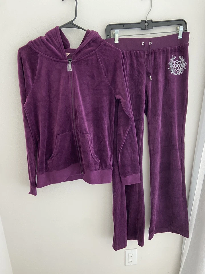 Juicy couture NUEVO L Pantalones Medianos Top Conjunto de Chándal Y2K Púrpura/Borgoña Foto 4 de 4