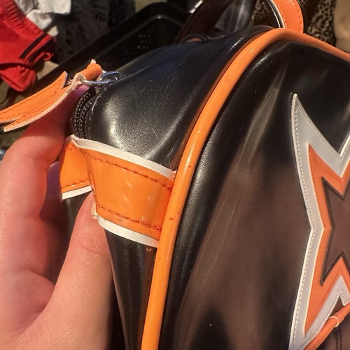 Vintage Y2K Addicted Star Bowling Bag Handtasche schwarz und orange - Bild 7 von 9