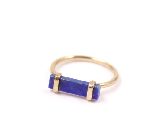 Lapis Lazuli Gold Plated Silver Ring Size 6 US Solid 925 Sterling Silver Jewelry - Picture 2 of 5