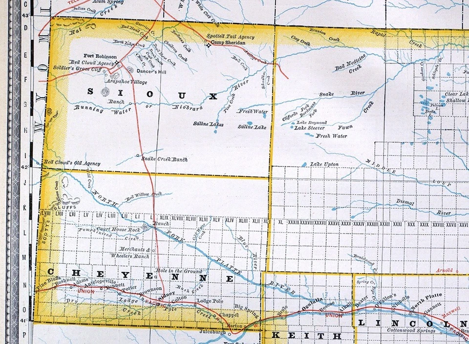 1881 McNally Railroad Map Nebraska Omaha Lincoln North Platte Dakota Sioux City - Image 4 of 4