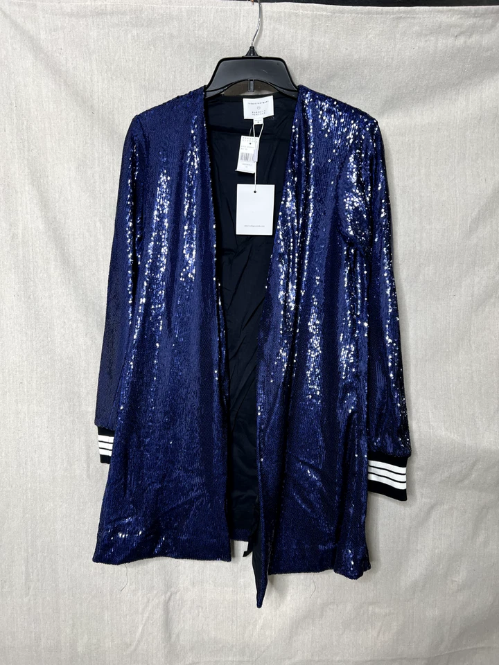 Vestido envolvente midi de lentejuelas azul marino Robert Rodriguez, talla XS, NUEVO CON ETIQUETAS Foto 2 de 4