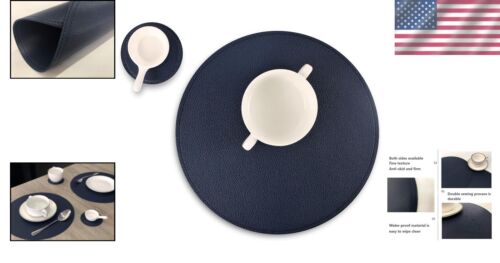 Luxury Waterproof Round Placemats & Coasters Set - 13" Diameter for Dining - Picture 2 of 7