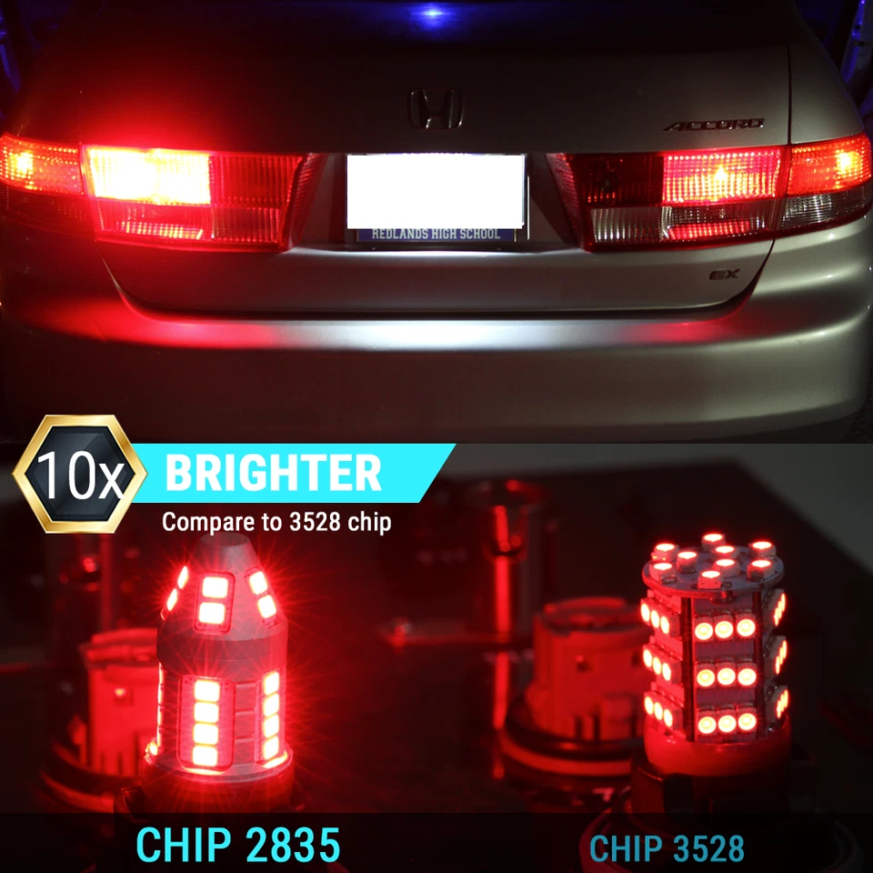 SYNETICUSA 7443 7440 Rojo LED Bombillas Estroboscópico Flash Freno Parada Luz de Estacionamiento Foto 3 de 4