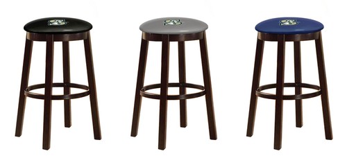 MLB Bar Stool 24" or 28" Espresso Wood w/Colored Vinyl Baseball Team Logo Swivel - Picture 29 of 34