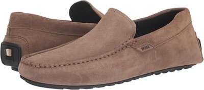 Hugo Boss Mens Shoes Noel Suede Moccasin BOSS Slip On Logo Loafers sz 10 New