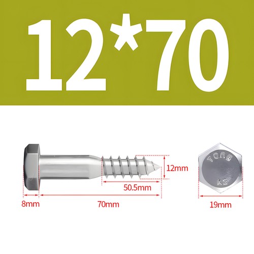 Tornillos de llave DIN 571 acero inoxidable V4A A4 6 mm - 12 mm tornillos hexagonales para madera - Imagen 38 de 47