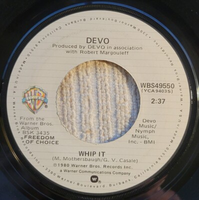 Devo ''Whip It / Turn Around'' weak VG+