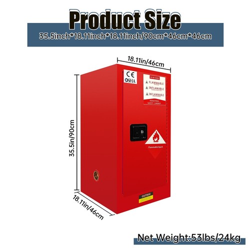 16/20/30/45 Gallon Safety Storage Ventilated Cabinet Yellow Flammable Fireproof - Picture 2 of 44