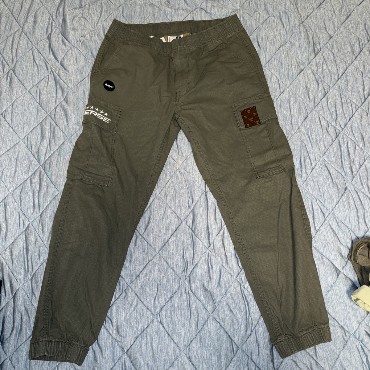AAPE By A Bathing Ape Logo Print Cargo Pants Green Men