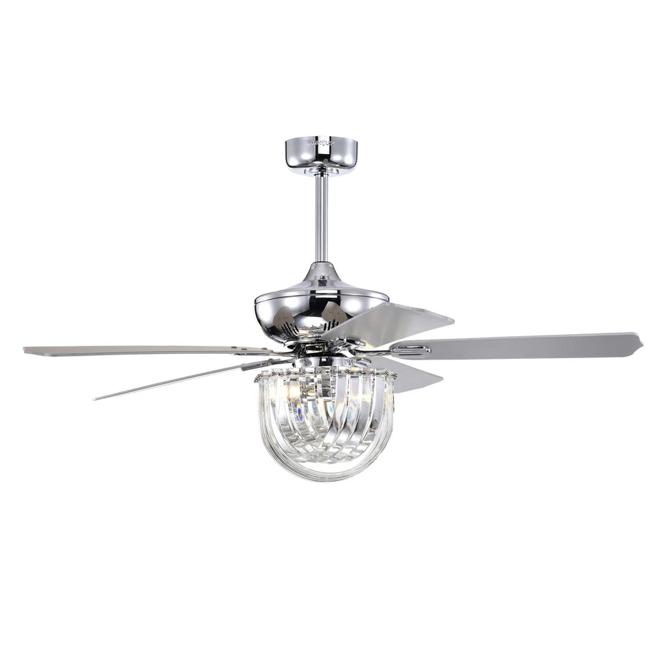 Zyanya 52 Inch Chrome Finish Modern Crystal Ceiling Fan with Remote - Image 4 of 4