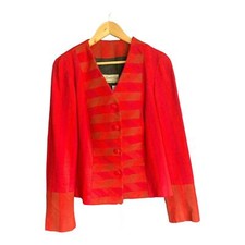Jenny Edwards-moss Red Skirt Suit With Long Sleeved Jacket Uk Size 14