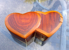 BEAUTIFUL WOODEN PUZZLE BOX 2 HEART JEWELRY TRINKET ENGAGEMENT - Put Ring In 
