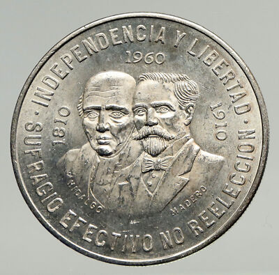 1960 mexicain 150Y GUERRE DINDÉPENDANCE Hidalgo Madero pièce de 10 soldes pesos i93408